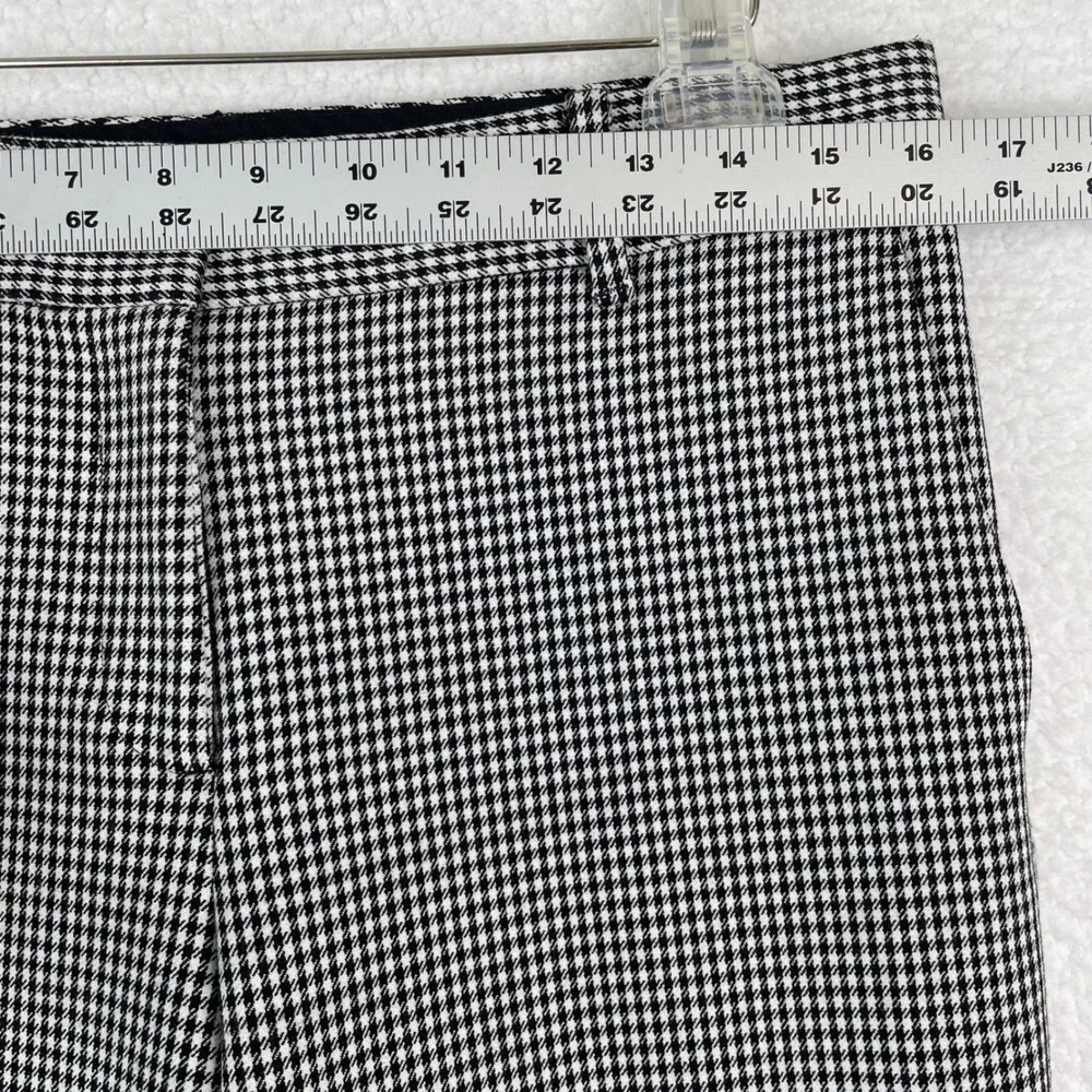Ann Taylor Devin Fit Houndstooth Ankle Dress Pants Black White Womens 6